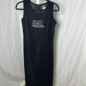 VTG Positive Attitude‎ Microsuede Maxi Dress Black Tan Sz S